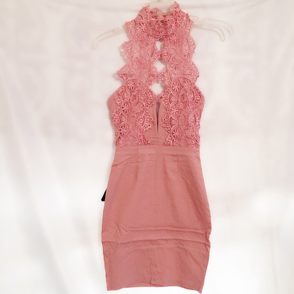 Nasty Gal Rare London High Neck Plunge Mini Dress - Picture 5 of 8